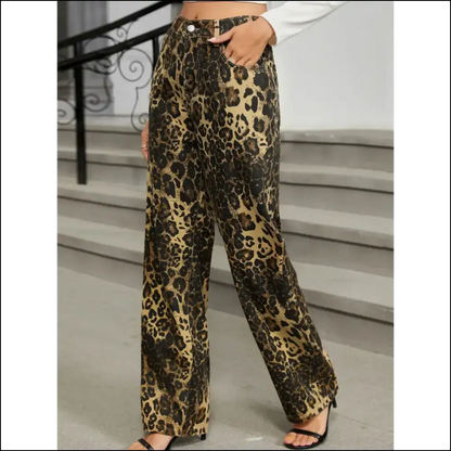 Unleash your Inner Fashionista with Needful Things Chic Leopard Print Jeans 🐆👖 - on Sale Worldwide Shipping