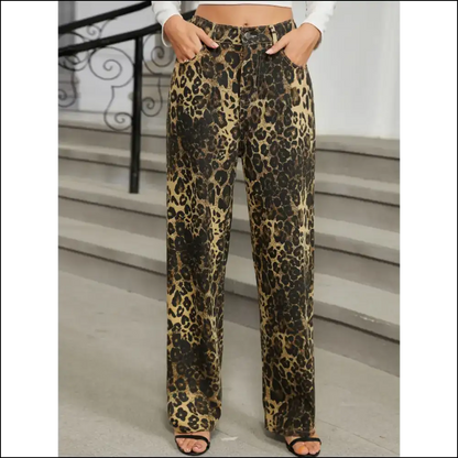 Unleash your Inner Fashionista with Needful Things Chic Leopard Print Jeans 🐆👖 - 2xl - on Sale Worldwide Shipping