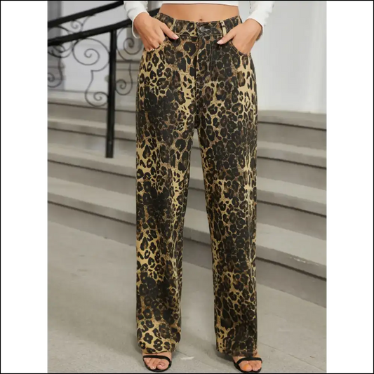 Unleash your Inner Fashionista with Needful Things Chic Leopard Print Jeans 🐆👖 - 2xl - on Sale Worldwide Shipping