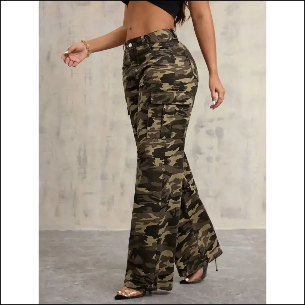 Unleash your Inner Fashionista with our Chic Camouflage Wide Leg Jeans! - Jeans on Sale Worldwide Shipping