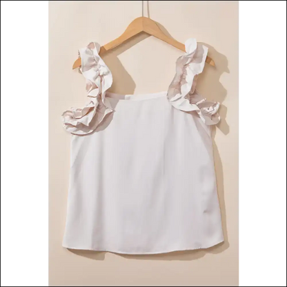 Unleash your Inner Fashionista with our Ruffled Square Neck Tank Top! 😄✨ - Ivory / l - Tops on Sale Worldwide Shipping