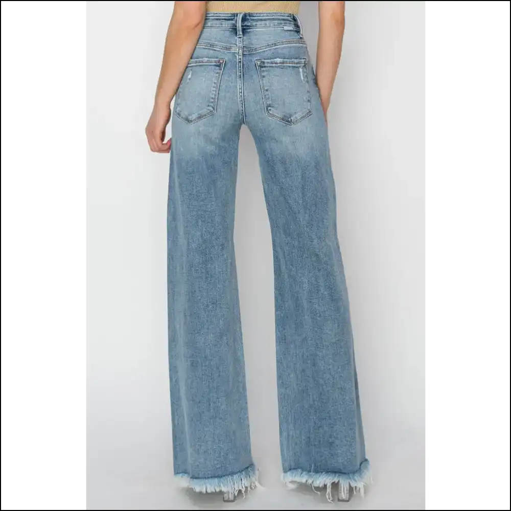 Unleash your Inner Fashionista with Risen Button Fly Wide Leg Wondrousness! 🌟👖 - Jeans on Sale Worldwide Shipping