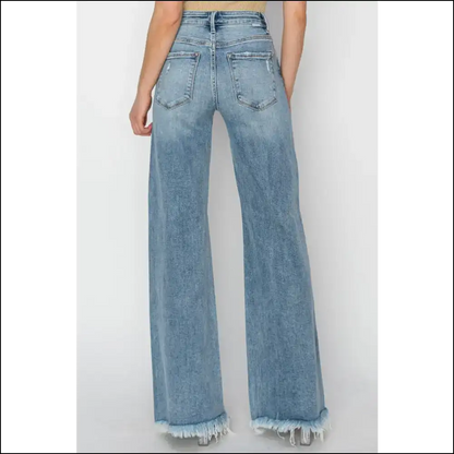 Unleash your Inner Fashionista with Risen Button Fly Wide Leg Wondrousness! 🌟👖 - Jeans on Sale Worldwide Shipping