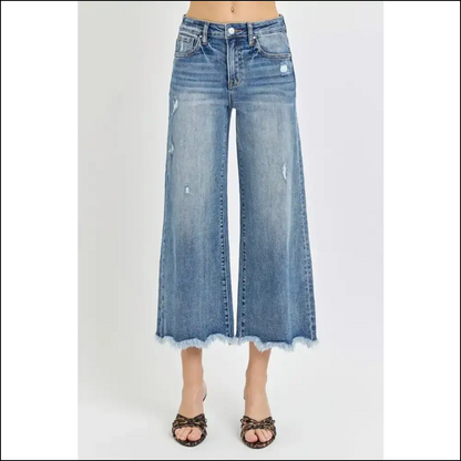 Unleash your Inner Fashionista with Risen High Rise Cropped Flare Jeans! - Jeans on Sale Worldwide Shipping