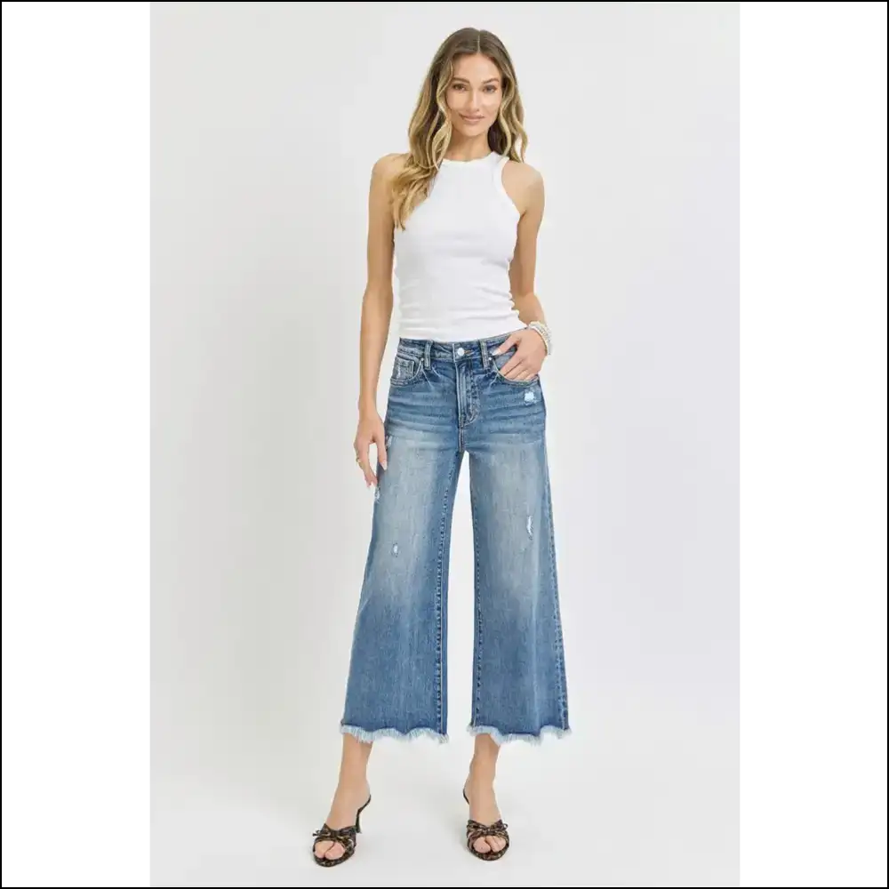 Unleash your Inner Fashionista with Risen High Rise Cropped Flare Jeans! - Jeans on Sale Worldwide Shipping