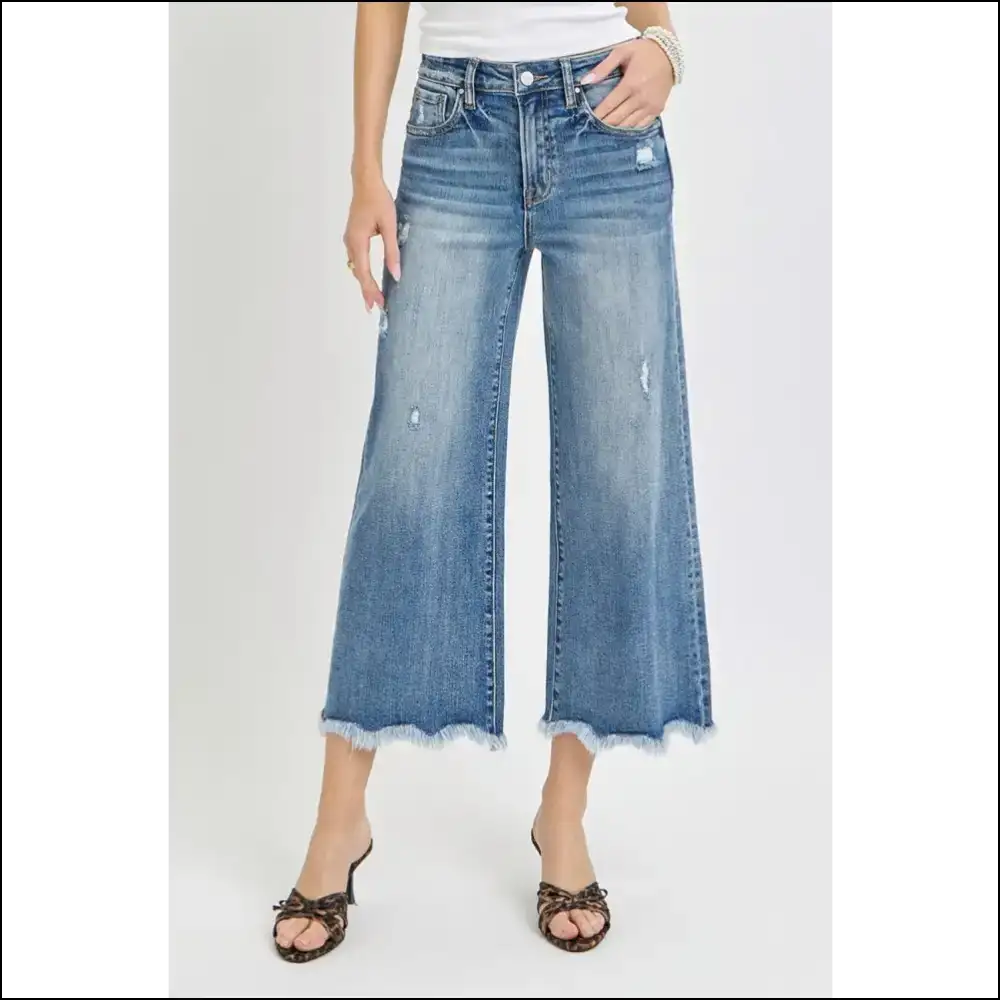 Unleash your Inner Fashionista with Risen High Rise Cropped Flare Jeans! - Jeans on Sale Worldwide Shipping