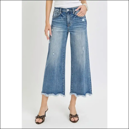 Unleash your Inner Fashionista with Risen High Rise Cropped Flare Jeans! - Jeans on Sale Worldwide Shipping