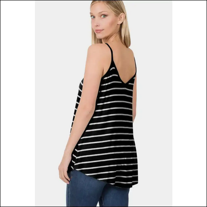 Unleash your Inner Fashionista: Zenana Striped Curved Hem Cami Awaits! 🎉 - Tank Tops on Sale Worldwide Shipping
