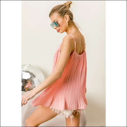 Unleash your Inner Goddess: Bibi Lace Pleated Cami for Confidence! 💃✨ - Tank Tops on Sale Worldwide Shipping