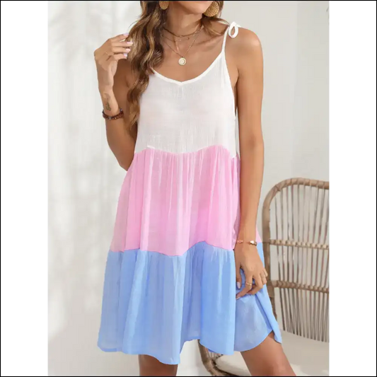 Unleash your Inner Goddess in our Color Block Spaghetti Strap Dress!✨ - Pink / m - Cover-ups Swimwear on Sale Worldwide Shipping