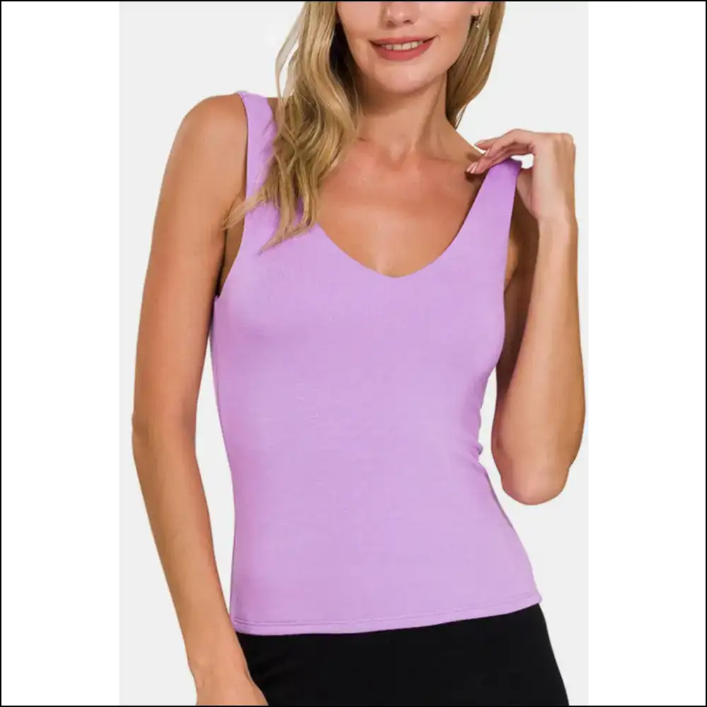 Unleash your Inner Goddess in our V-neck Slim Tank: Confidence Unlocked! 💪✨ - Lavender / s - Tank Tops on Sale Worldwide Shipping