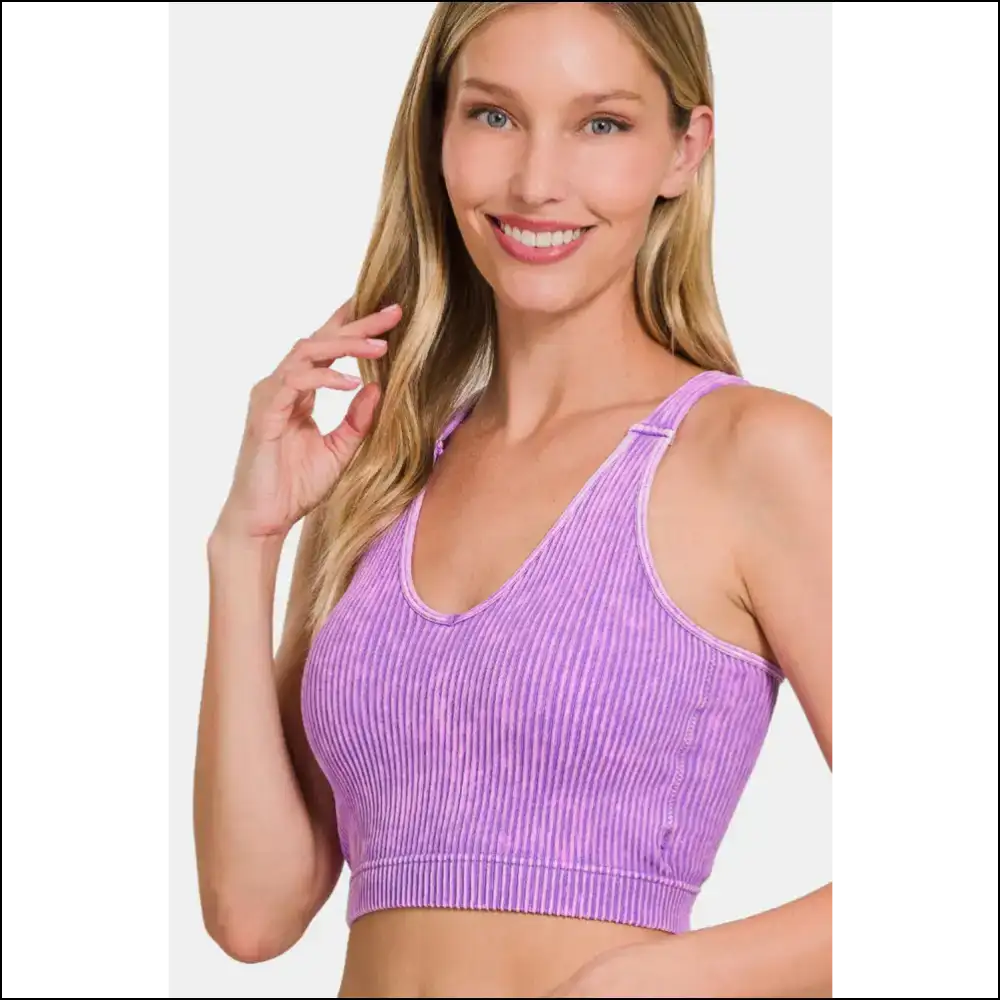 Unleash your Inner Goddess in Washed Ribbed Cropped Awesomeness! ?👚 - Purple / S/m - Tank Tops on Sale Worldwide Shipping