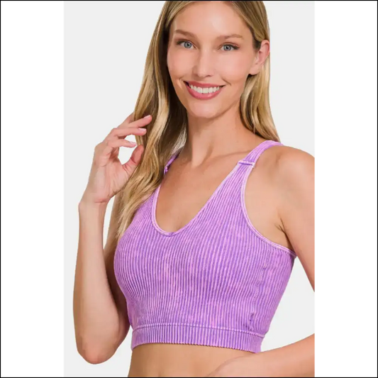 Unleash your Inner Goddess in Washed Ribbed Cropped Awesomeness! ?👚 - Purple / S/m - Tank Tops on Sale Worldwide Shipping