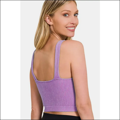 Unleash your Inner Goddess in Washed Ribbed Cropped Awesomeness! ?👚 - Tank Tops on Sale Worldwide Shipping