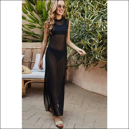 Unleash your Inner Goddess: Mesh Split Maxi Cover-up for Sun-kissed Shenanigans 🌞✨ - Cover-ups Swimwear on Sale Worldwide Shipping