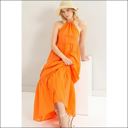 Unleash your Inner Goddess: Needful Things Halter Neck Maxi Dress Magic✨ - Orange / m - Cover-ups Swimwear on Sale Worldwide Shipping