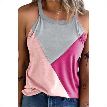 Unleash your Inner Goddess with the Color Block Grecian Tank – Slay Today! 💖 - Tops on Sale Worldwide Shipping