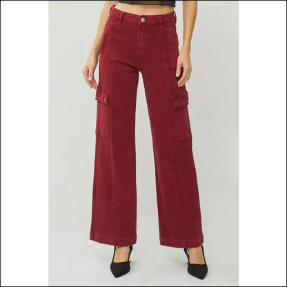 Unleash your Inner Queen in Needful Things High Rise Wide Leg Jeans 👖✨ - Red / 0(24) - on Sale Worldwide Shipping