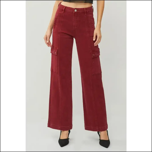Unleash your Inner Queen in Needful Things High Rise Wide Leg Jeans 👖✨ - Red / 0(24) - on Sale Worldwide Shipping