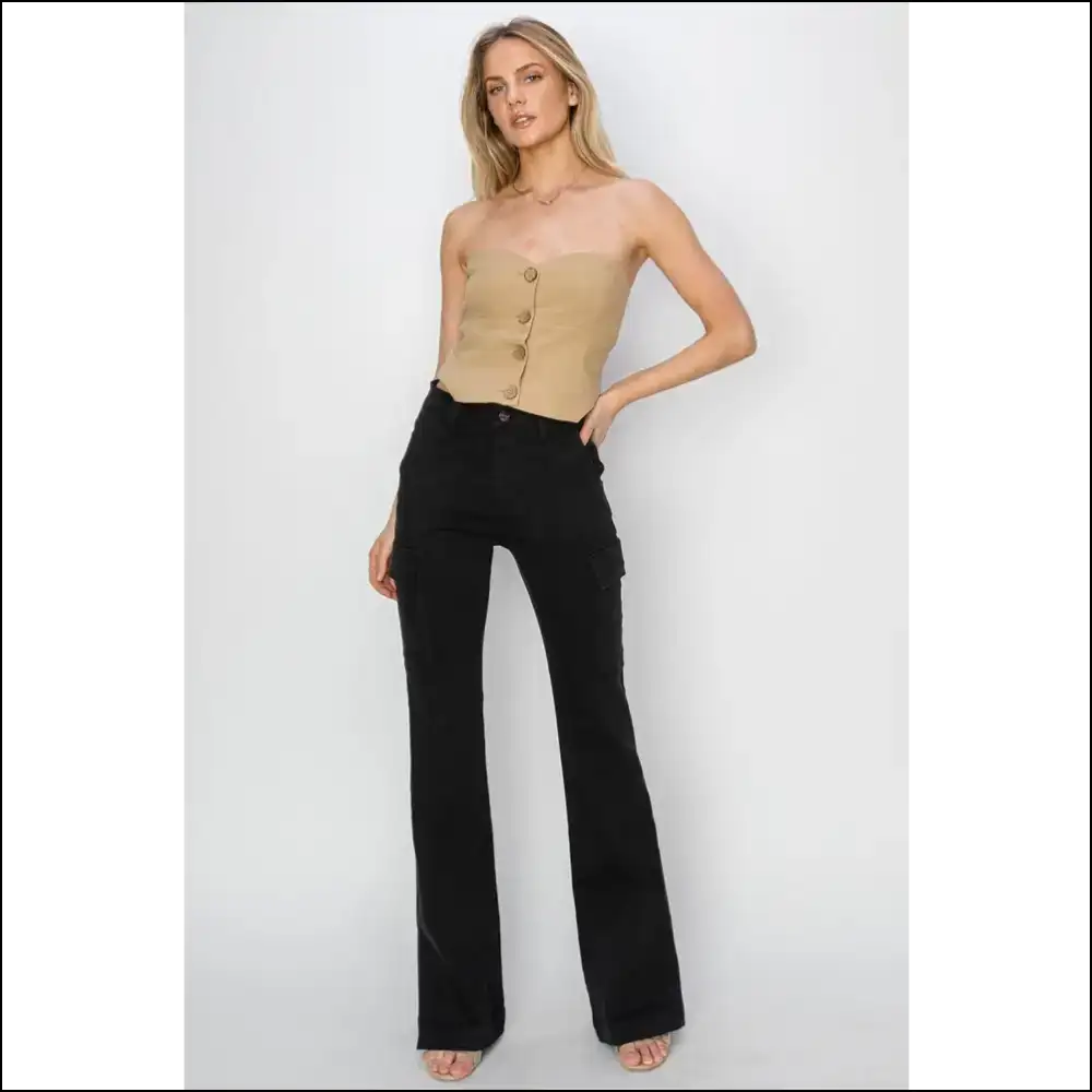 Unleash your Inner Sass with Risen Cargo Bootcut Jeans - Confidence Overload! 💥👖 - on Sale Worldwide Shipping