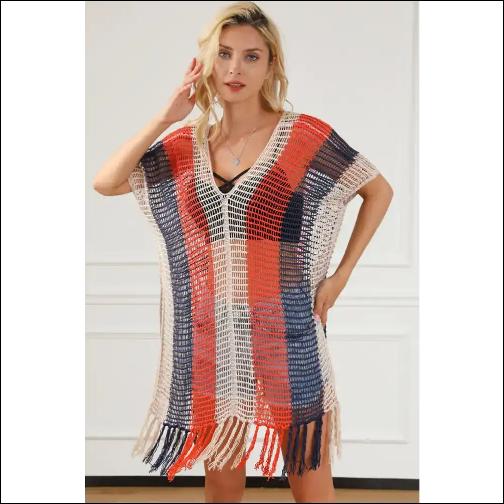 Unleash your Inner Sunshine Goddess with our Sassy Tassel Color Block! 🌞✨ - Cover-ups Swimwear on Sale Worldwide Shipping