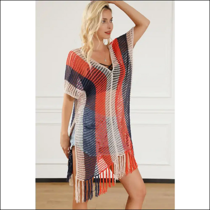 Unleash your Inner Sunshine Goddess with our Sassy Tassel Color Block! 🌞✨ - Cover-ups Swimwear on Sale Worldwide Shipping