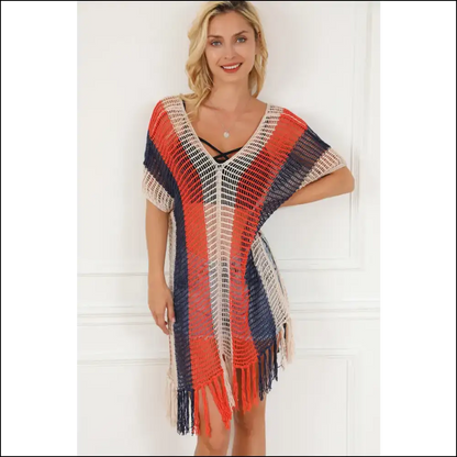 Unleash your Inner Sunshine Goddess with our Sassy Tassel Color Block! 🌞✨ - Cover-ups Swimwear on Sale Worldwide Shipping
