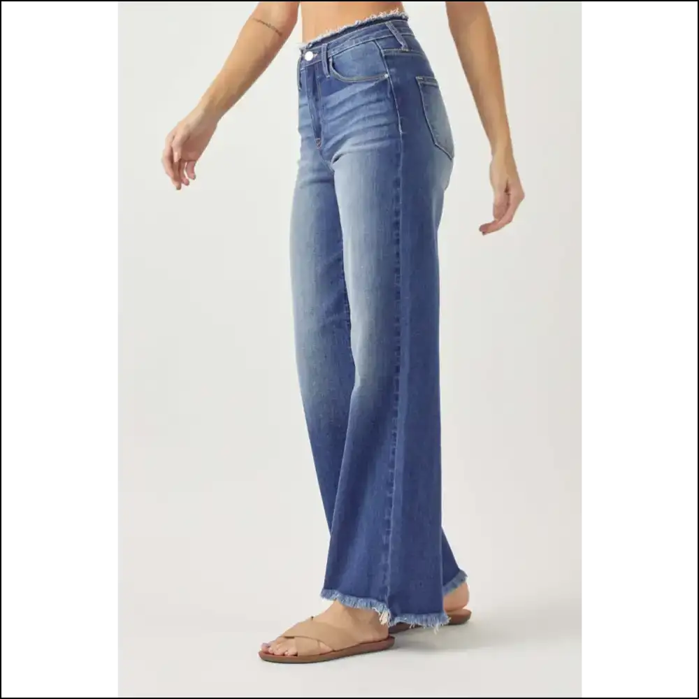 Unleash your Inner Superstar in Needful Things High Waist Raw Hem Wide Leg! 🌟👖 - Jeans on Sale Worldwide Shipping