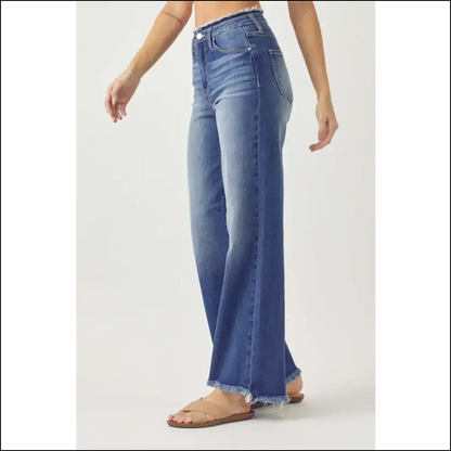 Unleash your Inner Superstar in Needful Things High Waist Raw Hem Wide Leg! 🌟👖 - Jeans on Sale Worldwide Shipping