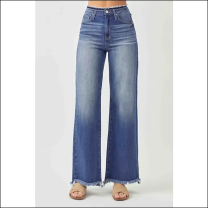 Unleash your Inner Superstar in Needful Things High Waist Raw Hem Wide Leg! 🌟👖 - Jeans on Sale Worldwide Shipping