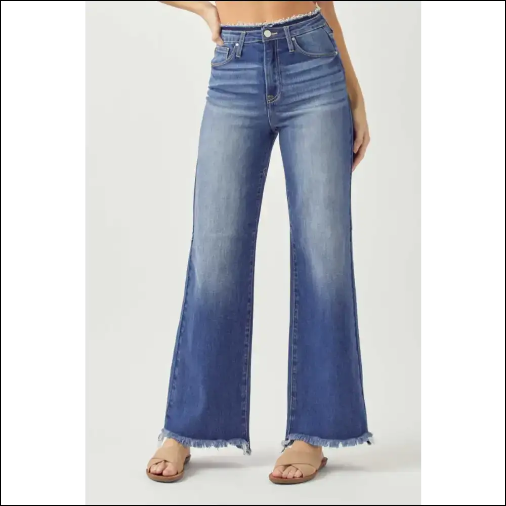 Unleash your Inner Superstar in Needful Things High Waist Raw Hem Wide Leg! 🌟👖 - Dark / 7 - Jeans on Sale Worldwide Shipping