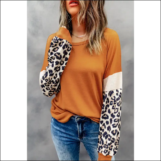 Unleash your Inner Wild Child with Needful Things Chic Leopard Long Sleeve 🐆✨ - Caramel / l - Sweatshirts & Hoodies on Sale Worldwide