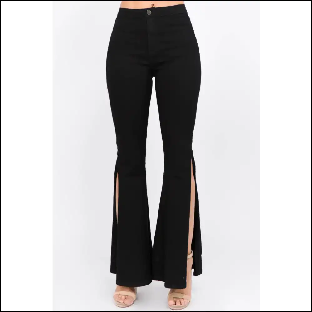 Unleash your Sass with Needful Things’ American Bazi Slit Flare Jeans! - Black / s - Jeans on Sale Worldwide Shipping