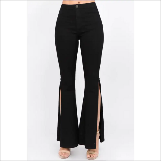 Unleash your Sass with Needful Things’ American Bazi Slit Flare Jeans! - Black / s - Jeans on Sale Worldwide Shipping