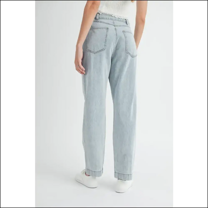 Unlock your Inner Fashionista with Mable Chic Pleated Straight Jeans! - Jeans on Sale Worldwide Shipping