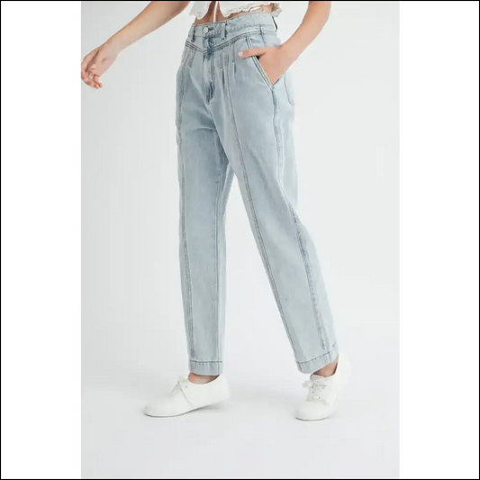 Unlock your Inner Fashionista with Mable Chic Pleated Straight Jeans! - Light / s - Jeans on Sale Worldwide Shipping