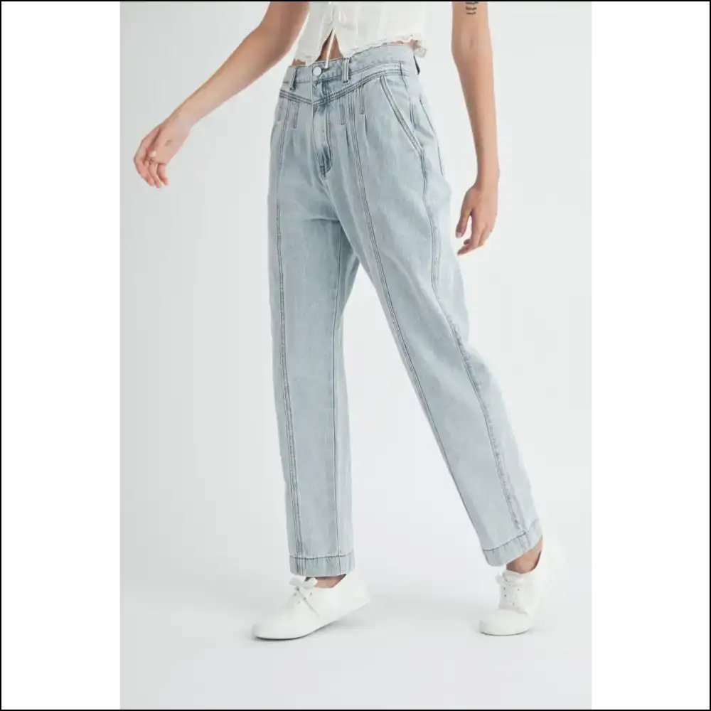 Unlock your Inner Fashionista with Mable Chic Pleated Straight Jeans! - Jeans on Sale Worldwide Shipping