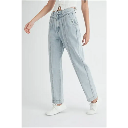 Unlock your Inner Fashionista with Mable Chic Pleated Straight Jeans! - Jeans on Sale Worldwide Shipping