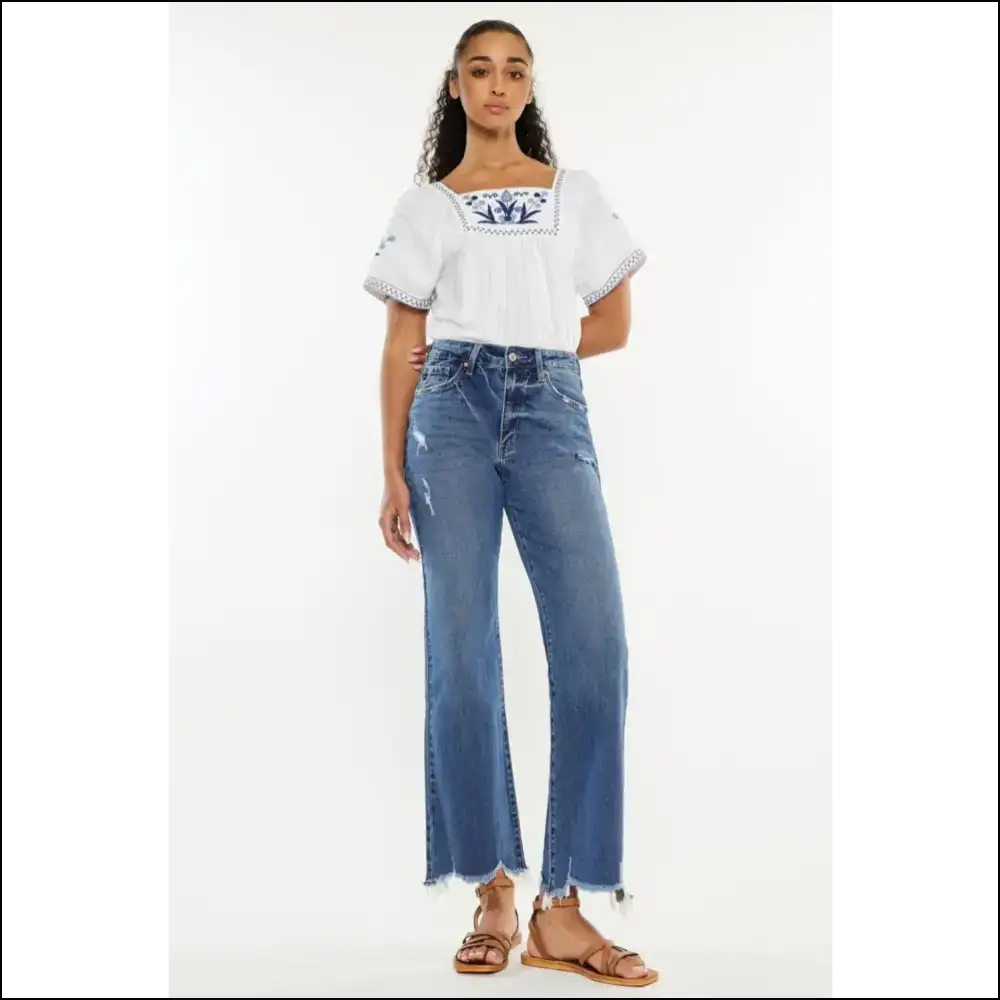 Upgrade your Life with Kancan High Rise Slim Wide Leg Jeans – where Comfort Meets *whoa!* 😜 - Medium / on Sale Worldwide Shipping