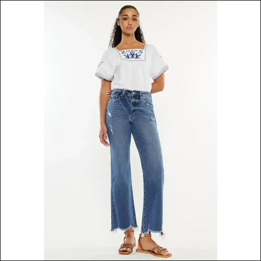Upgrade your Life with Kancan High Rise Slim Wide Leg Jeans – where Comfort Meets *whoa!* 😜 - Medium / on Sale Worldwide Shipping