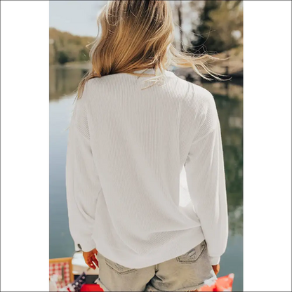 Us Flag Corded Long Sleeve Sweatshirt - Sweatshirts & Hoodies on Sale Worldwide Shipping