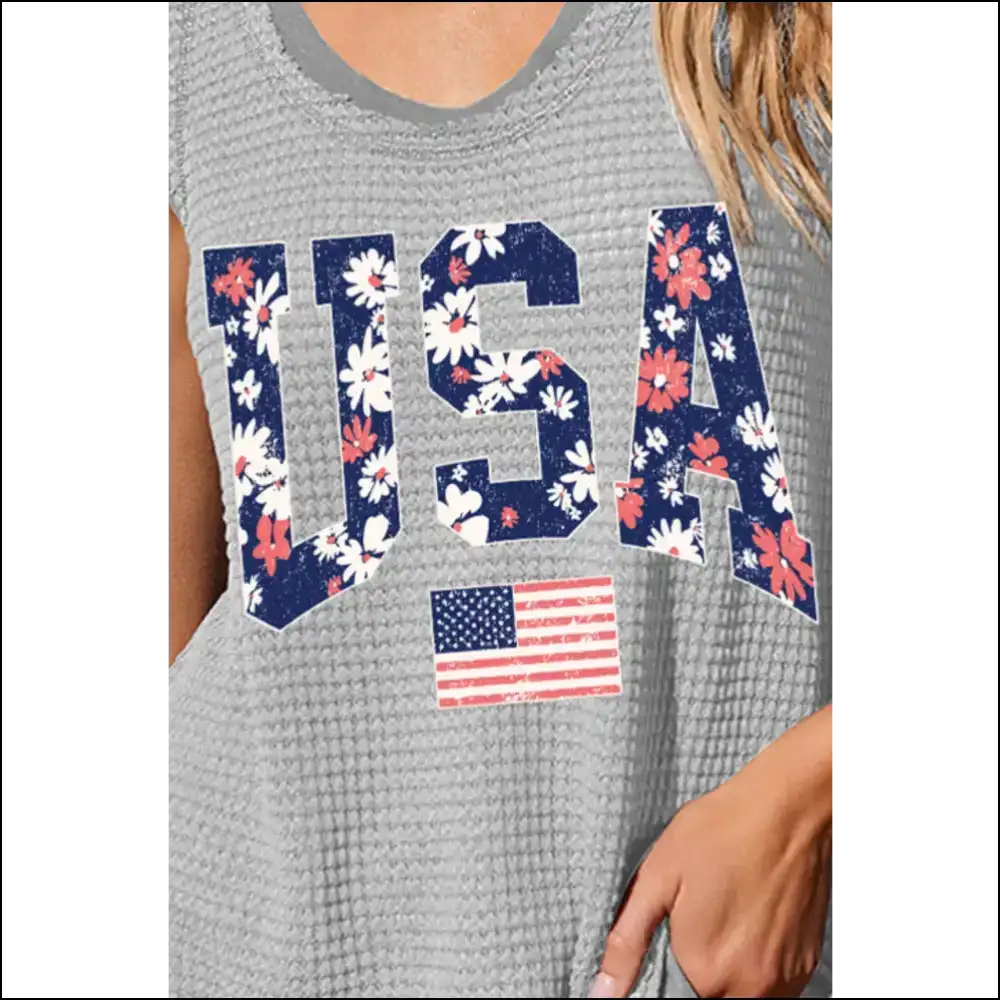 Usa Scoop Neck Tank - Trendy & Chic - Tops on Sale Worldwide Shipping