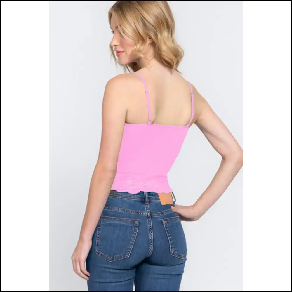 V-neck Lace Detail Ribbed Seamless Cami - Tank Tops on Sale Worldwide Shipping