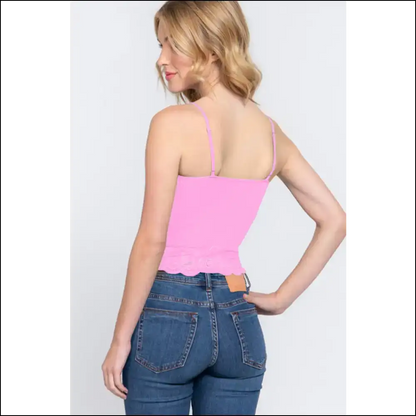 V-neck Lace Detail Ribbed Seamless Cami - Tank Tops on Sale Worldwide Shipping