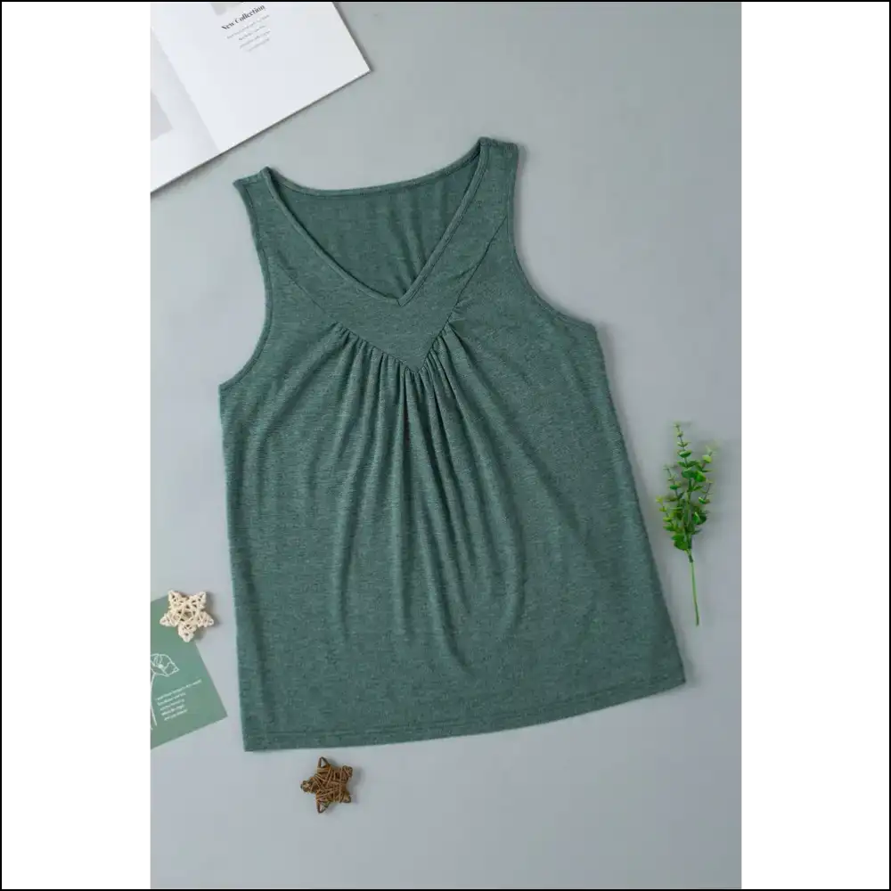 V-neck Wide Strap Tank - Effortlessly Chic - Tops on Sale Worldwide Shipping