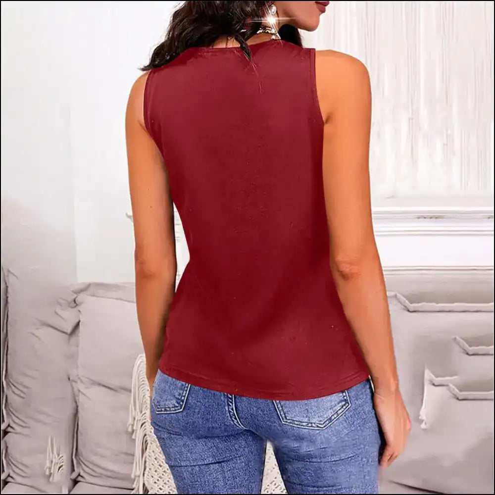 V-neck Wide Strap Tank Top - Chic & Comfy - Tops on Sale Worldwide Shipping