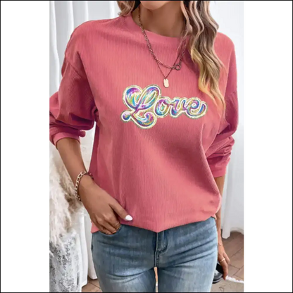 Valentine’s Day Love Round Neck Sweatshirt - Sweatshirts & Hoodies on Sale Worldwide Shipping
