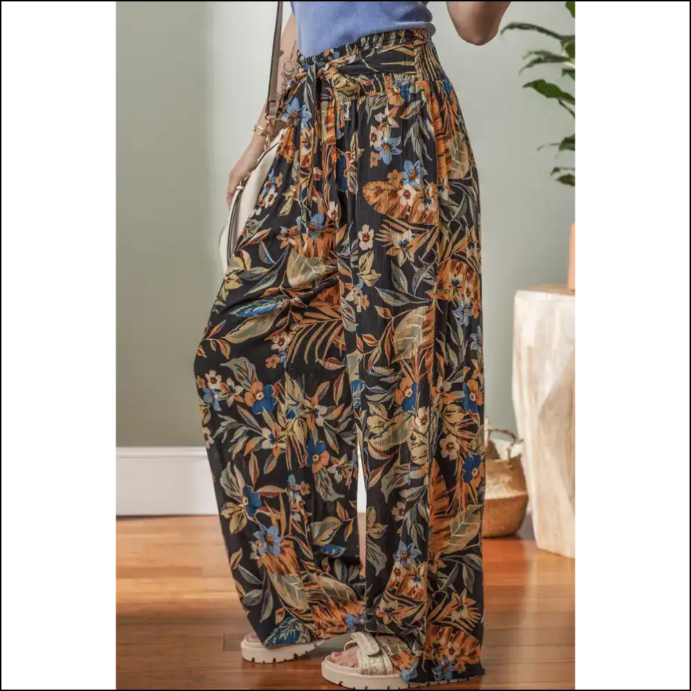 Vibrant Floral Pants: where Tie High Waist Meets Accidental Elegance 🌼 Needful Things - Pants on Sale Worldwide Shipping