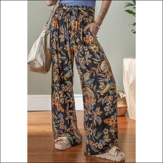 Vibrant Floral Pants: where Tie High Waist Meets Accidental Elegance 🌼 Needful Things - Multicolour / s - Pants on Sale Worldwide Shipping