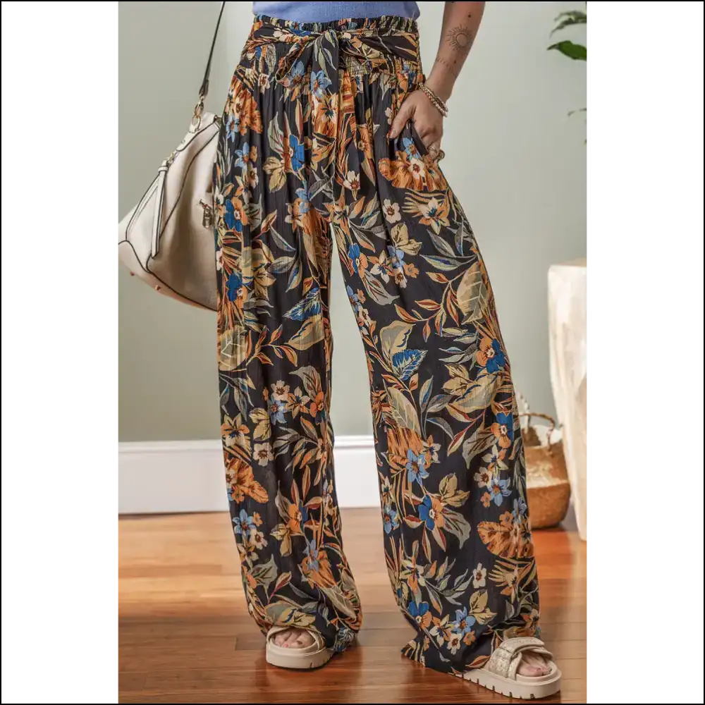 Vibrant Floral Pants: where Tie High Waist Meets Accidental Elegance 🌼 Needful Things - Pants on Sale Worldwide Shipping